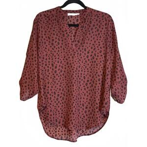 Lush Women's Medium Rust Red Animal Print Blouse